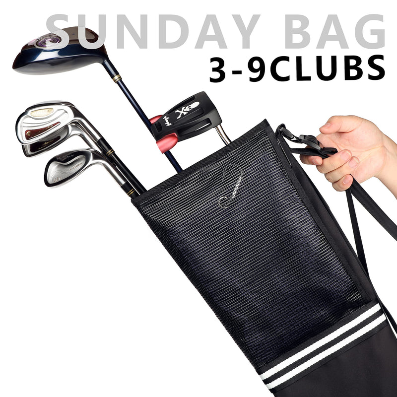 CHAMPKEY Professional Golf Sunday Bag (Carry 3-9 Clubs) - 6 Carry Pockets & Adjustable Sling Strap Golf Carry Bag Ideal for Golf Course & Travel Black - BeesActive Australia