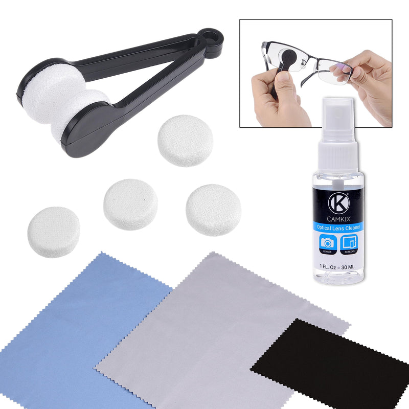 Cleaning Kit for Eyeglasses/Sunglasses - Lens Cleaning Tool with 2 Sets of Spare Pads, Lens Cleaning Spray Bottle, 3 Microfiber Cloths - Quick, Safe and Easy to Use - Immaculate Results 11 Piece Set - BeesActive Australia