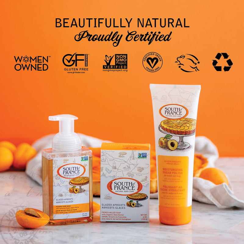 Glazed Apricots Hand & Body Sugar Polish by South of France Natural Body Care | Moisturizing Sugar Scrub for Women | Shea Butter + Sunflower Oil | 8 oz Tube Glazed Apricots 1 Tube - BeesActive Australia