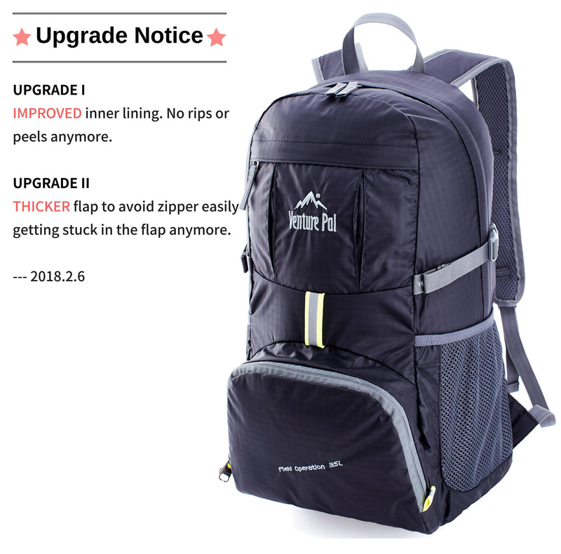 Venture Pal Lightweight Packable Durable Travel Hiking Backpack Daypack 01. Black - BeesActive Australia