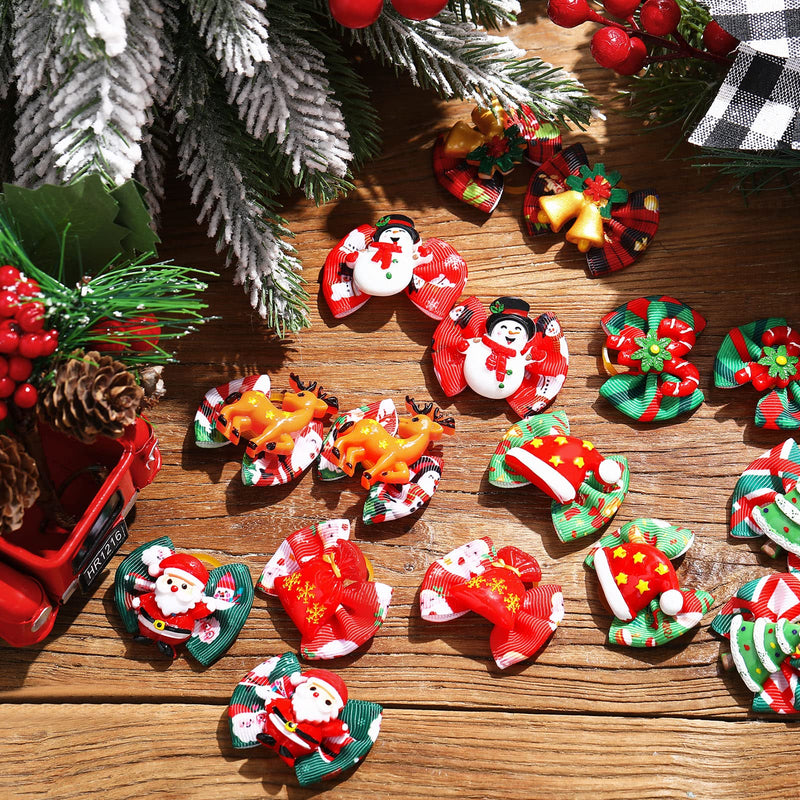 34 Pcs/ 17 Pairs Christmas Dog Bows Bowknot Dog Hair Clips Holiday Grooming Bows Puppy Christmas Bow with Rubber Bands Santa Claus Snowman Dog Topknot Bows Dog Hair Accessories for Pets Dogs Cats - BeesActive Australia