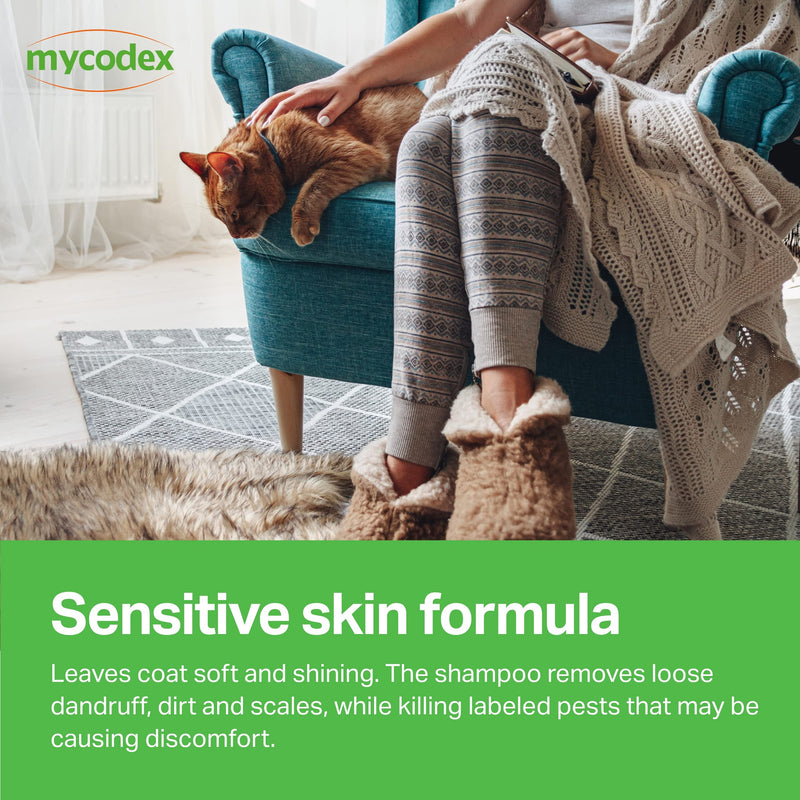 PRN Pharmacal Mycodex Flea and Tick Shampoo P3 - Sensitive Skin Shampoo for Dogs & Cats - With Oatmeal, Lanolin, & Aloe - Removes Dandruff, Dirt, & Scales while Killing Fleas, Ticks & Lice - 12 Oz - BeesActive Australia