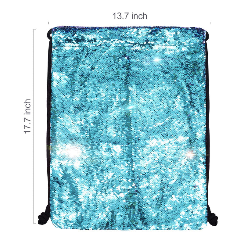 Alritz Mermaid Sequin Drawstring Bags Reversible Sequin Dance Bags Gym Backpacks for Girls Kids Blue/Purple - BeesActive Australia