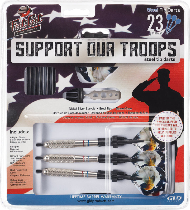 [AUSTRALIA] - Fat Cat Support Our Troops Steel Tip Darts with Storage/Travel Case, 23 Grams 