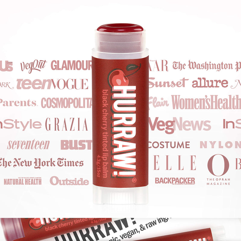 Hurraw! Black Cherry Tinted Lip Balm: Organic, Certified Vegan, Cruelty and Gluten Free. Non-GMO, 100% Natural Ingredients. Bee, Shea, Soy and Palm Free. Made in USA Black Cherry (Tinted) - BeesActive Australia