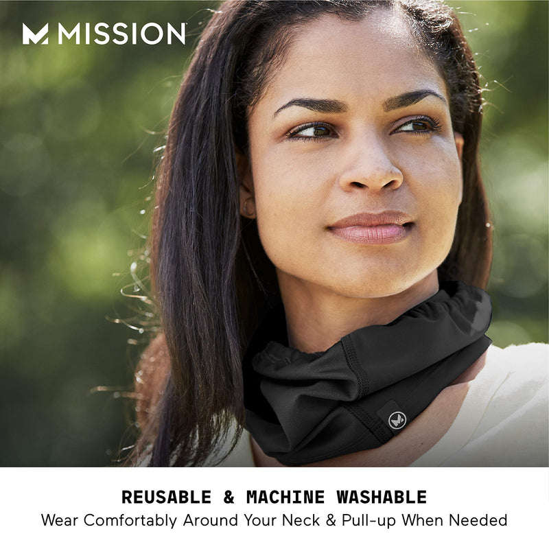 MISSION All Season Neck Gaiter, Adjustable Draw cord, Face Cover, Breathable Fabric, Reusable & Machine Washable, UPF 50 Anthracite Black - BeesActive Australia