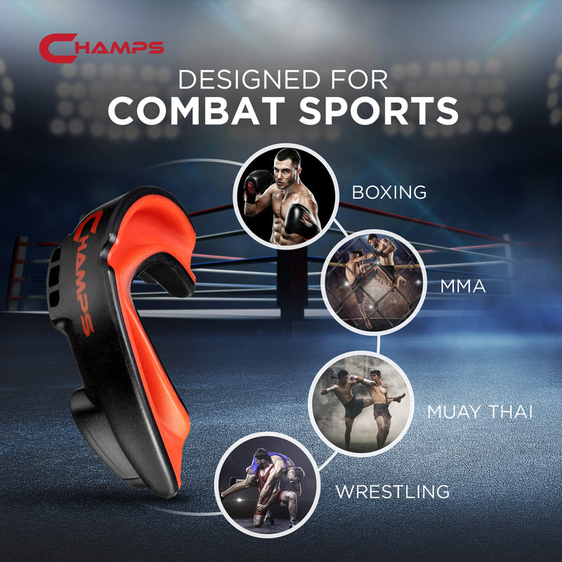 Champs Breathable Mouthguard for Boxing, Jiu Jitsu, MMA, Muay Thai, Sports, and Wrestling. Easy Fit Boxing Mouthguard Super Tough MMA Mouthguard. Combat Sports Mouthpiece (Black, Ages 9 and Below) Black - BeesActive Australia