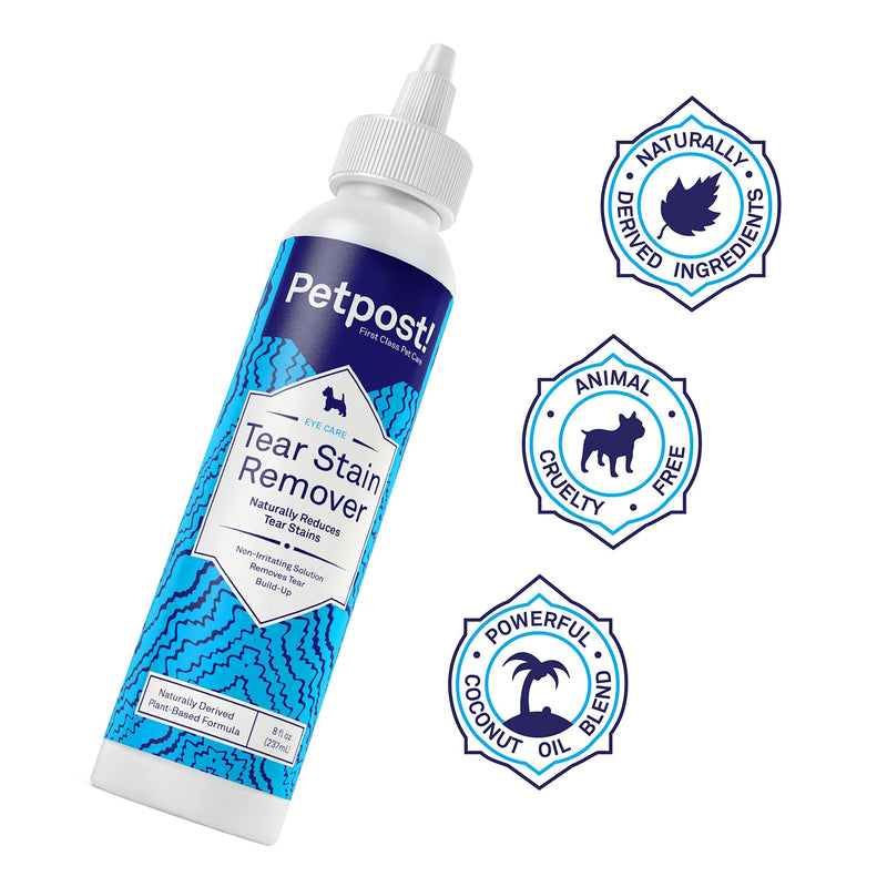 Petpost | Tear Stain Remover for Dogs - Best Natural Eye Treatment for White Fur - Soothing Coconut Oil - Maltese, Shih Tzu, Chihuahua Angels Approved - Chemical and Bleach Free - 8 Oz. - BeesActive Australia