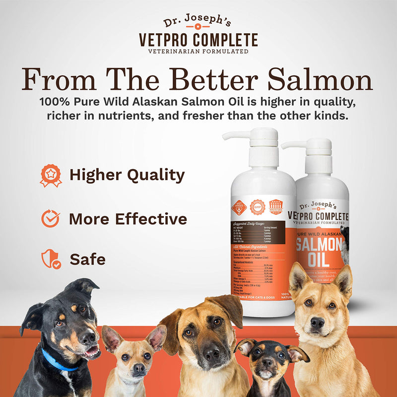 100% Pure Wild Alaskan Salmon Oil for Dog & Cat Food - Large 16 oz - Omega 3 & 6 Liquid Fish Oil Supplement - Supports Healthy Coat & Joints - Helps Dry Skin & Allergies - BeesActive Australia