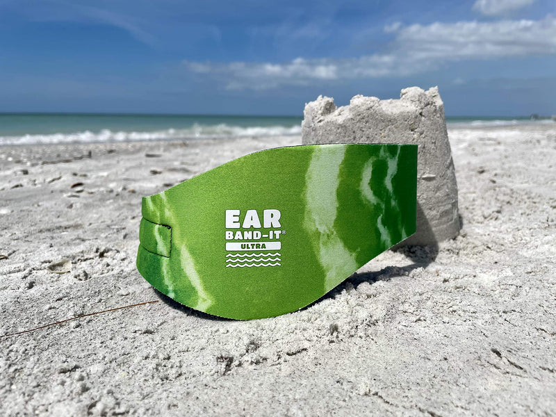 EAR BAND-IT Ultra Tie Dye Swimming Headband – ONLY Swim Ear Band Invented by ENT Doctor – Block Water Secure Earplugs – Kid & Adult Sizes – Recommended Water Protection for Bath, Shower, Pool, Beach Small (ages 3mo to 1yr) Green Tie Dye - BeesActive Australia