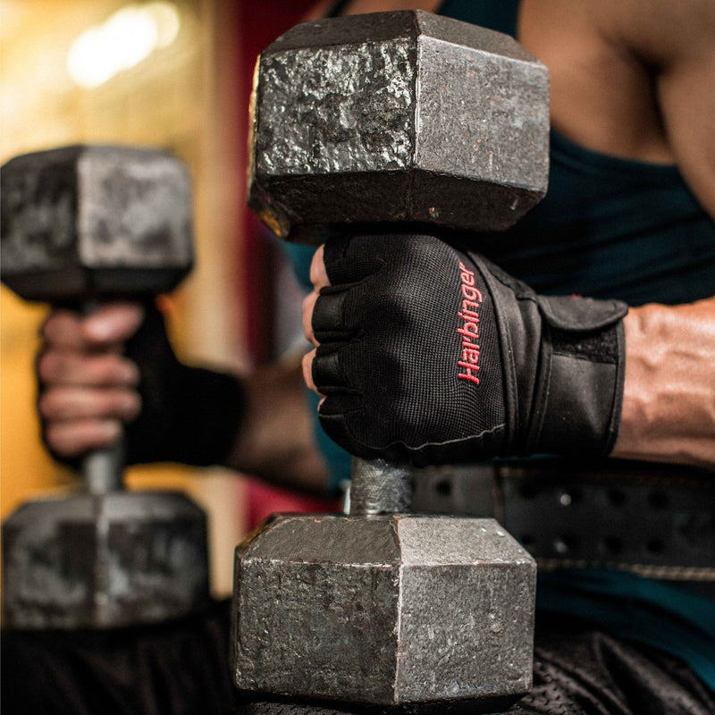 Pro Wristwrap Weightlifting Gloves Black Men's Medium - BeesActive Australia
