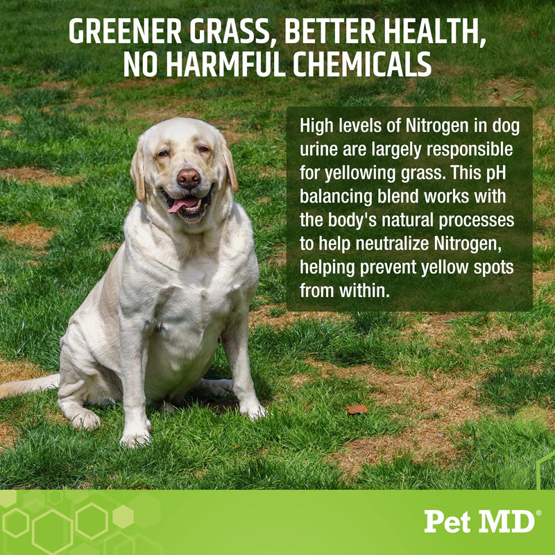 Pet MD Lawn Aid Chews - No More Yellow Spots Dog Urine Neutralizer for Lawn - pH-Balancing Helps Prevent Dog Pee from Killing Grass - Enhanced with Digestive Probiotics for Dogs & Puppies - 120 ct - BeesActive Australia