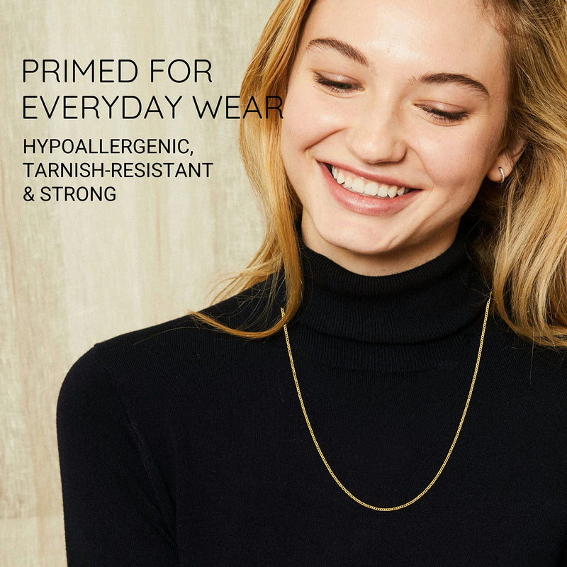 KISPER Gold Cable Link Chain Necklace – Thin, Dainty, Gold-Plated 925 Sterling Silver Jewelry for Women & Men with Lobster Claw Clasp – Made in Italy 24-inch - BeesActive Australia