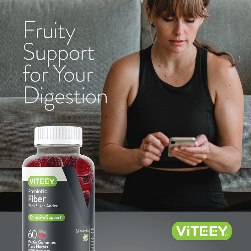 Fiber Prebiotic Gummies [Zero Sugar Added] Digestive Heath Regularity Support, Natural Weight Support, Constipation Relief, Vegan Dietary Supplements, for Adults & Teens - Fruit Flavor Chewable Gummy - BeesActive Australia