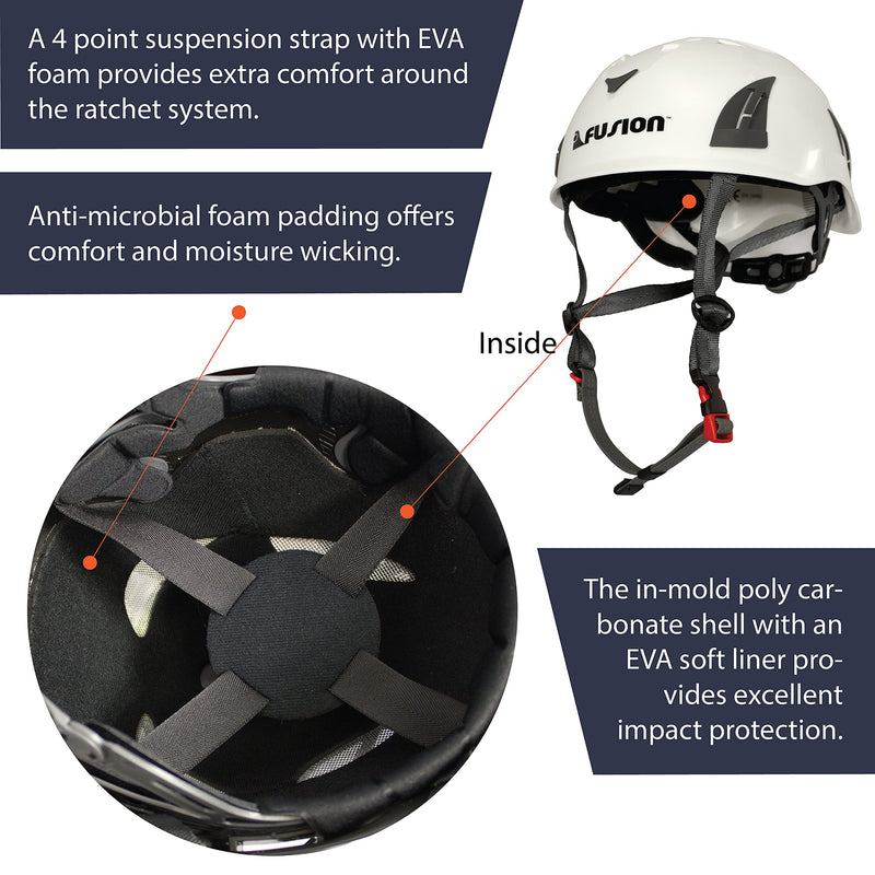 Fusion Climb Meka II Climbing Bungee Zipline Mountain Construction Safety Protection Helmet White - BeesActive Australia