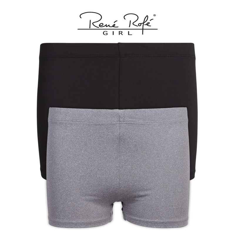 [AUSTRALIA] - Rene Rofe Girls Under Dress Dance and Bike Short (2 Pack) Grey/Black 10-12 