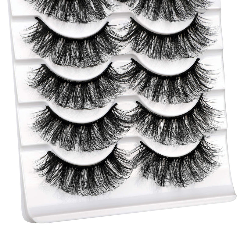 ALICROWN Mink Lashes Faux Wispy Natural Volume Lashes Pack 5D Fluffy Crossed False Eyelashes Full Handmade 5 Pairs Lashes A - BeesActive Australia