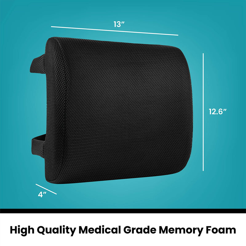 Healthy Spirit Memory Foam Lumbar Support Back Cushion | Back Support for Office Chair Car | Lumbar Support Pillow, Black, 1 Count - BeesActive Australia