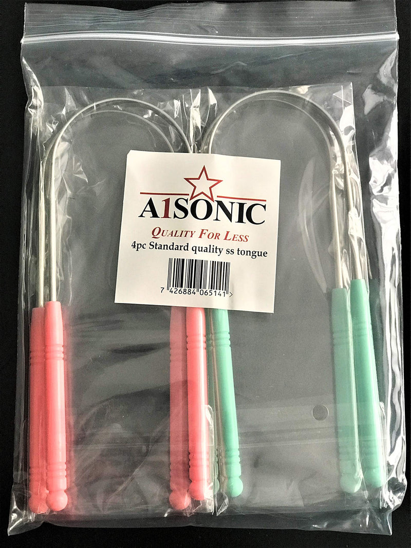 A1SONIC® Stainless Steel Tongue Scraper Cleaner for Adults Dental Tongue Scraper Set of 4 (Pink and Green) - BeesActive Australia