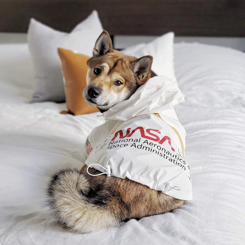 ChoChoCho Dog Raincoats, Reflective Rain Jacket Water Proof, Dog NASA Costume, Dog Clothes, Pet Stylish Streetwear Outfit for Dogs Cat Puppy Small Medium Large 3XL (Chest: 23''-28'' / Suggest: 28-41 lbs) White (Reflective) - BeesActive Australia