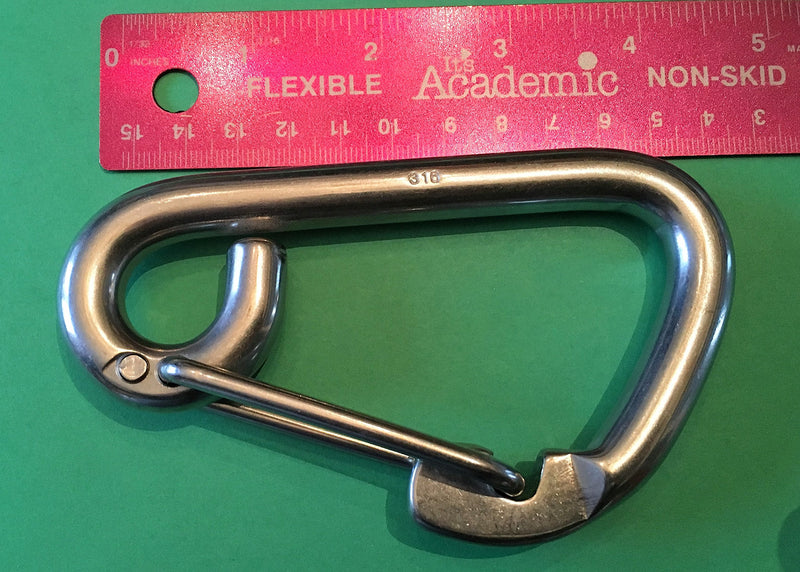 [AUSTRALIA] - Stainless Steel 316 Spring Hook Carabiner 1/2" (12mm) Marine Grade Safety Clip 