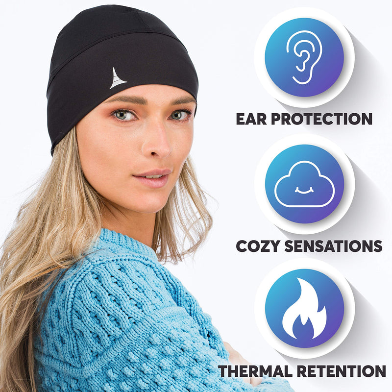 Helmet Liner Sweat Wicking Skull Cap Beanie. Ultimate Performance Moisture Wicking. Fits Under Helmets American Black - BeesActive Australia