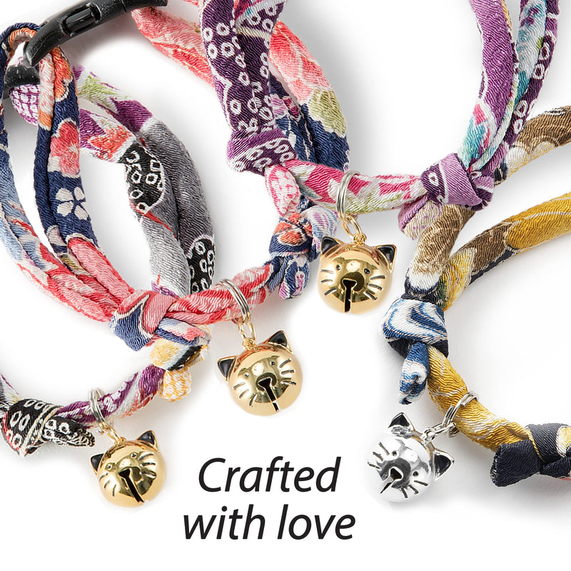 Necoichi Chirimen Hanabi Fireworks Cat Collar, Handcrafted in Japan, 1 Size fits All Purple - BeesActive Australia