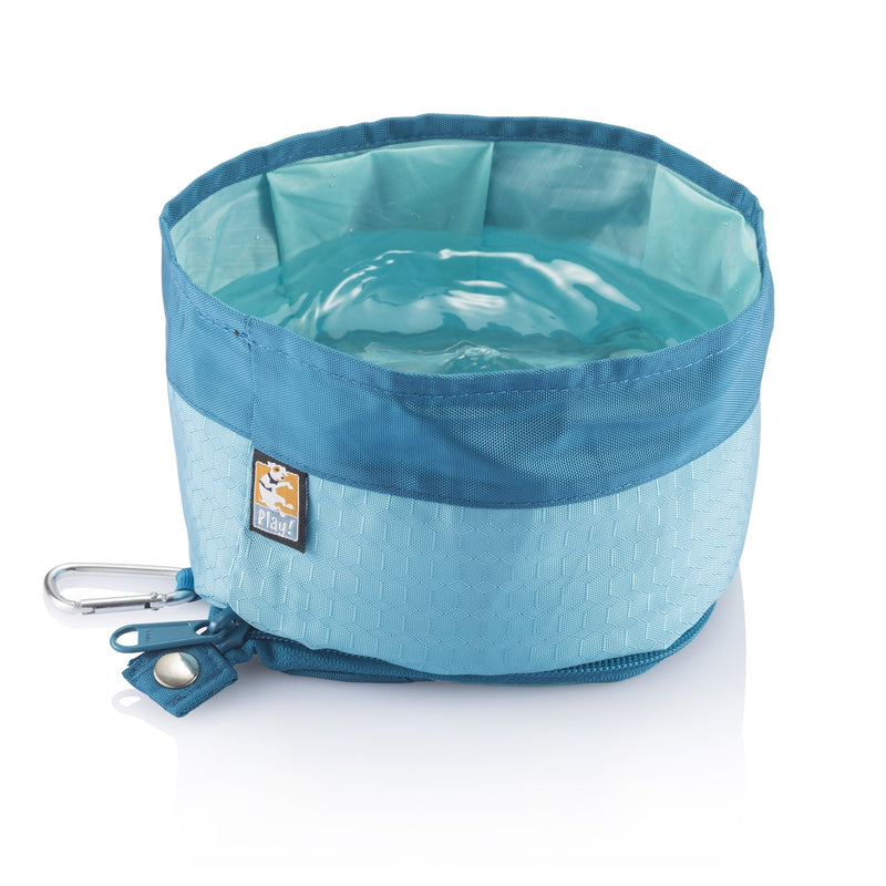Kurgo Zippy Bowl, Collapsible Travel Dog Bowl, Pet Food & Hiking Water Bowl, Machine Washable Bowl for Dogs, Travel Accessories for Pets, BPA Free, Carabiner Blue - BeesActive Australia