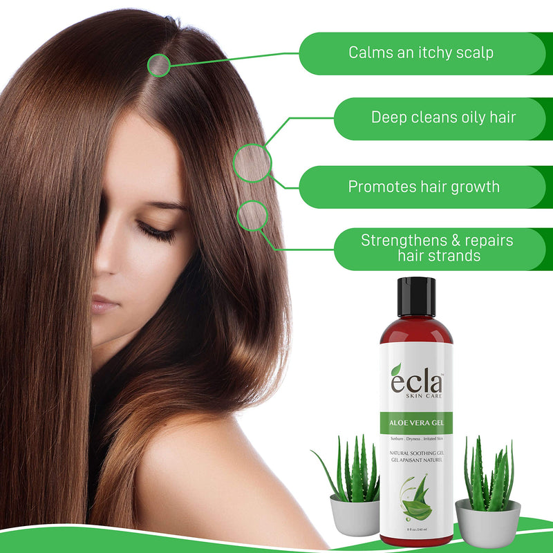 Aloe Vera Gel for Face, Body and Hair - Made with Organic 100% Pure Cold Pressed Juice, Not Powder - Natural Unscented and No Alcohol (8 Oz - 240ml) - BeesActive Australia