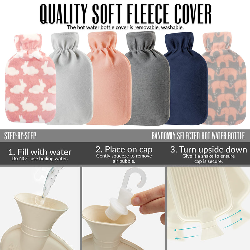 CityComfort Hot Water Bottle with Soft Fleece Cover - Natural rubber 2 litre - British Design - UK Safe Tested - BeesActive Australia