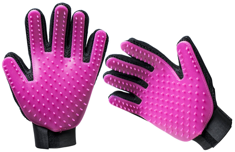 Bastex Pet Grooming Gloves in Pink. Gentle Deshedding Brush Glove. Great for Cats and Dogs with Long and Short Fur. Tool for Removing pet Hair Off Furniture and Rubber Tips for Massage. - BeesActive Australia