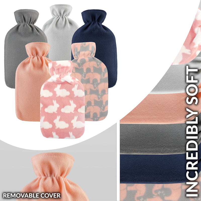 CityComfort Hot Water Bottle with Soft Fleece Cover - Natural rubber 2 litre - British Design - UK Safe Tested - BeesActive Australia