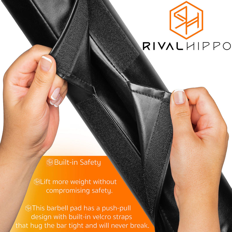 Premium Squat Pad and Hip Thrust Pad - Thick Barbell Pad for Squats Lunges Glute Bridges, Non-Slip Bar Pad, Built-In Velcro Safety Straps, Reinforced PU Leather Cover - Olympic Bars and Smith Machine Black One Size - BeesActive Australia
