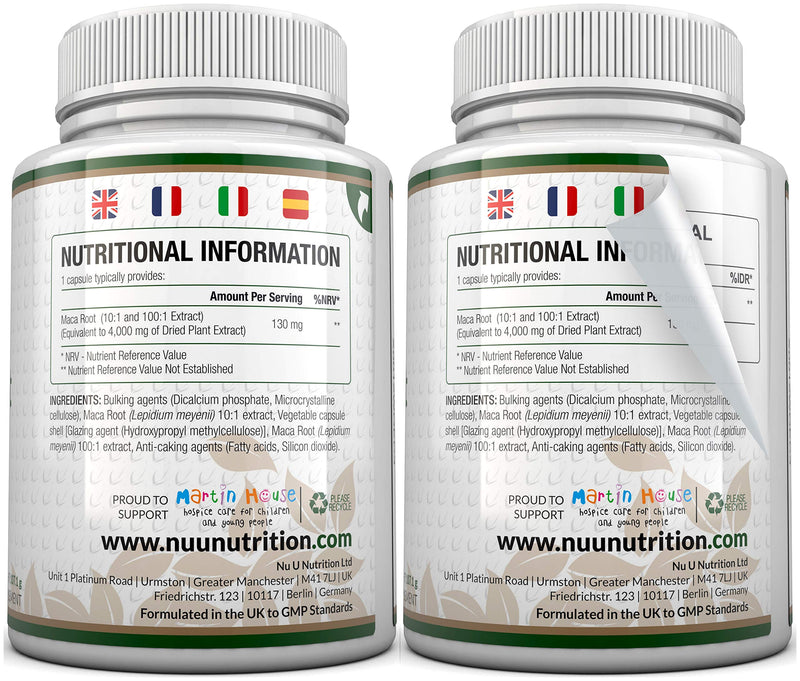 Maca Root Capsules 4000mg - 180 Vegan Capsules - 6 Month Supply - High Strength Peruvian Maca Root for Men and Women - Made in The UK - BeesActive Australia