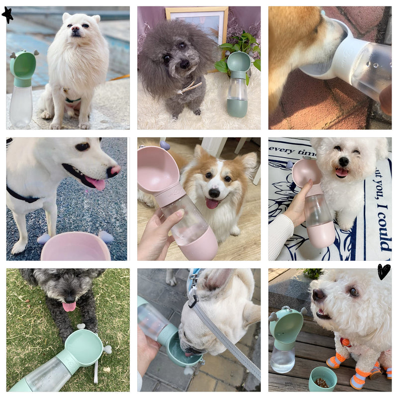 Yeduzyn Dog Water Bottles with Strap for Walking Dog Water Cup for Walking Dog Water Bottle Drinking Water Green Drinking 12oz and Feeding 8oz - BeesActive Australia