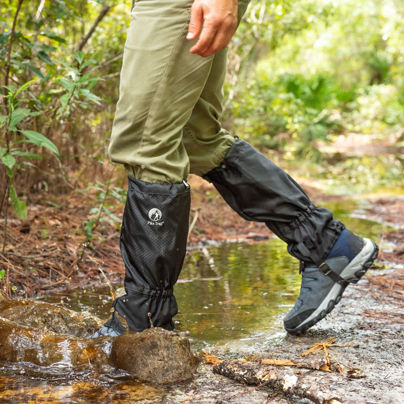 Pike Trail Leg Gaiters – Waterproof and Adjustable Snow Boot Gaiters for Hiking, Walking, Hunting, Mountain Climbing and Snowshoeing Black - BeesActive Australia