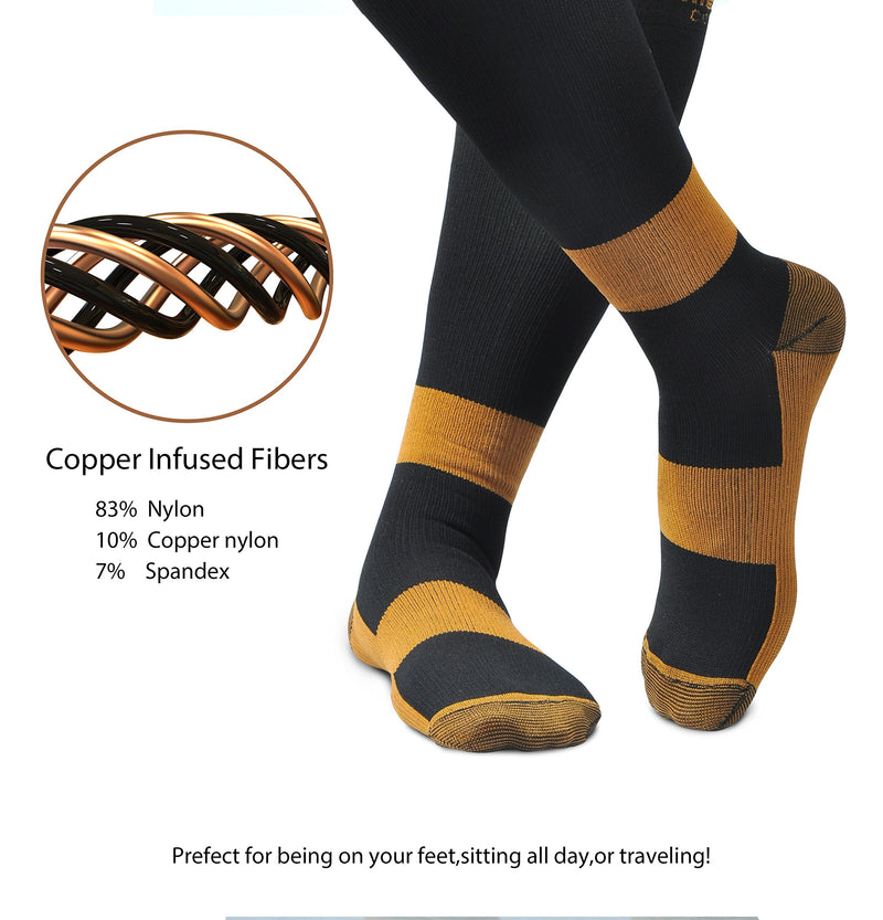 MELERIO Copper Compression Socks for Women＆Men(4 Pairs), Anti-Odor Anti-Fatigue and Relieve Pain L/XL Women10-13.5/Men10-12.5 - BeesActive Australia