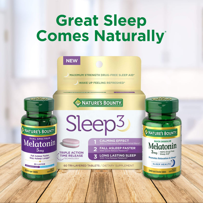 Melatonin by Nature's Bounty, 100% Drug Free Sleep Aid, Dietary Supplement, Promotes Relaxation and Sleep Health, 1mg, 180 Tablets - BeesActive Australia