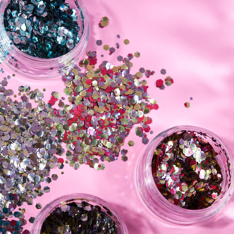 Mystic Bio Biodegradable Eco Chunky Glitter by Moon Glitter - 100% Cosmetic Bio Glitter for Face, Body, Nails, Hair and Lips - 0.10oz - Set of 5 - BeesActive Australia