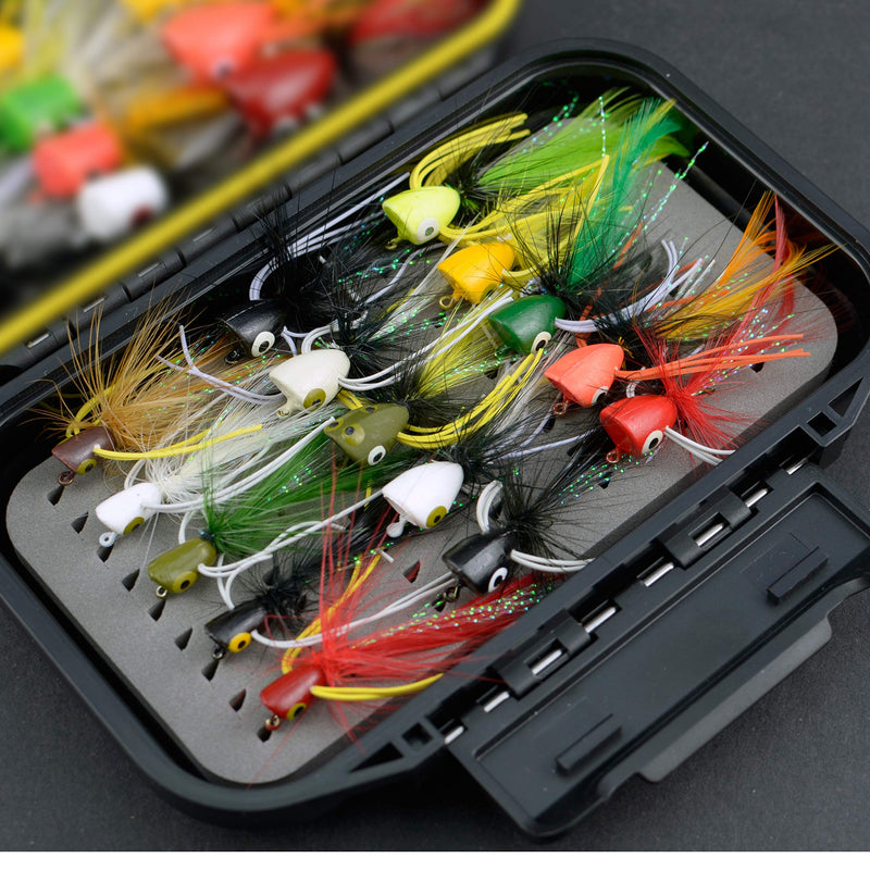 ZHOUJIYING Fly Fishing Flies Kit Fly Assortment Trout Bass Fishing with Waterproof Fly Box， Poppers Flies - BeesActive Australia