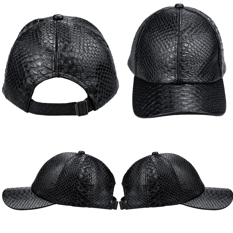 INOGIH Snakeskin-Leather Baseball-Cap Unisex Casual-Dad-Hat Adjustable Snapback for Women Men Black - BeesActive Australia