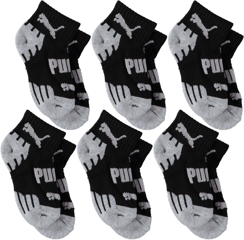 PUMA boys Puma Boys' 6 Pack Sock 9-11 Black Grey 6 Pack - BeesActive Australia