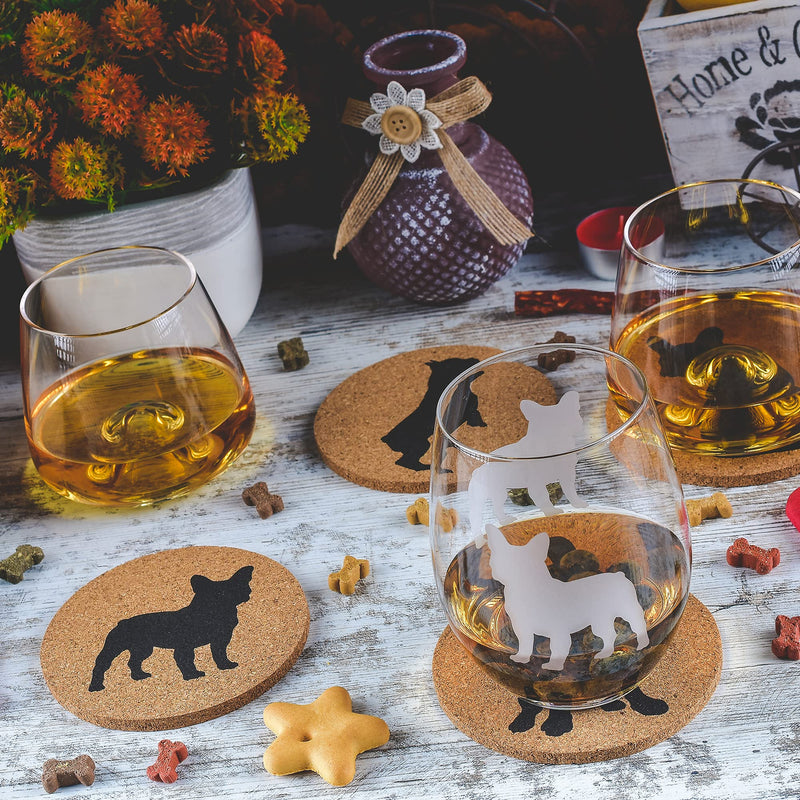 Greenline Goods French Bulldog Lovers Cork Drink Coasters - Set of 4 Dog Coasters with Protective Bottom - French Bulldog Decor Coasters for Drinks - Frenchie Gift Idea for French Bulldog Moms & Dads - BeesActive Australia