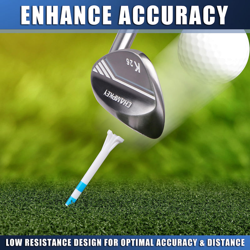 CHAMPKEY Premium 3 Prongs Golf Tees 50 Pack or 100 Pack - Low Friction and Resistance Golf Plastic Tees - Improve Swing Accuracy and Distance 3-1/4" - BeesActive Australia
