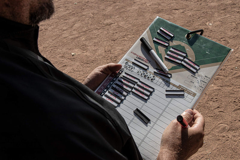 PowerNet Magnetic Baseball Softball Lineup Coaching Board | Double Sided with Fence Clip | 2 Dry Erase Markers | Weatherproof Sealed Edges | Perfect for Game Time - BeesActive Australia