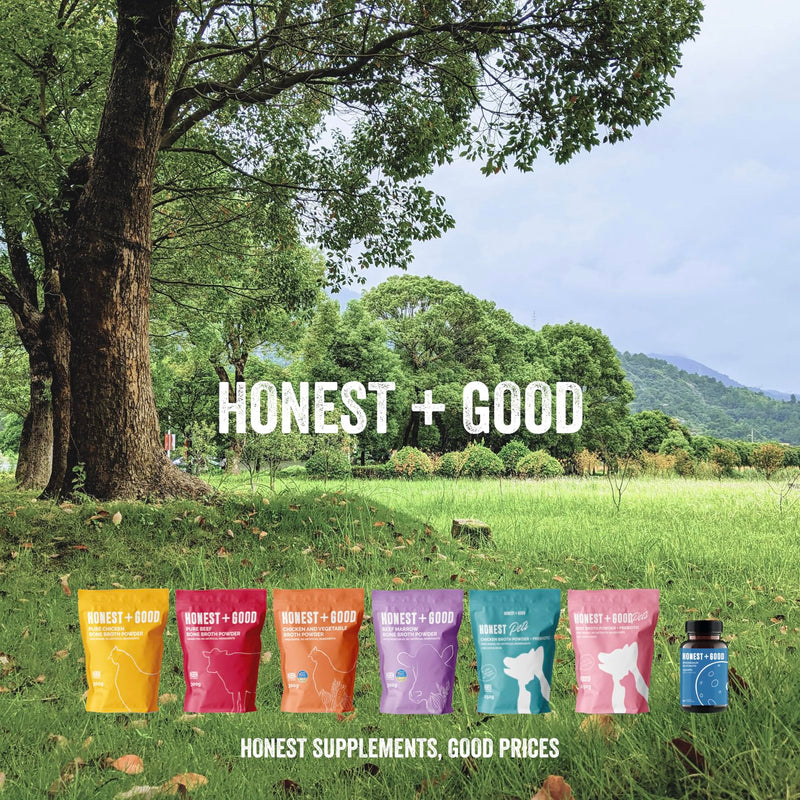Honest + Good UK's Beef Bone Broth Powder | 1 Month Supply | Grass Fed | Hair Skin Gut | 8500mg Type I & III Collagen High Protein | UK Made | No Seasoning Neutral Flavour - BeesActive Australia