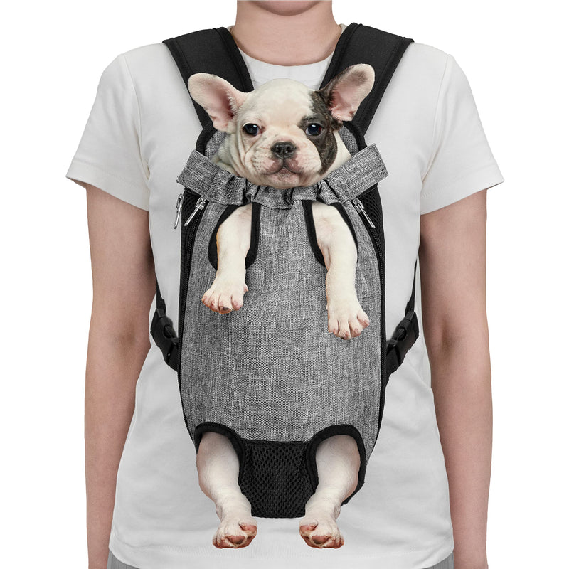 PetAmi Dog Carrier Backpack, Adjustable Dog Pet Cat Front Carrier Backpack | Ventilated Dog Chest Carrier for Hiking Camping Travel, Sling Bag for Small Medium Dog Cat and Puppies Large Heather Grey - BeesActive Australia