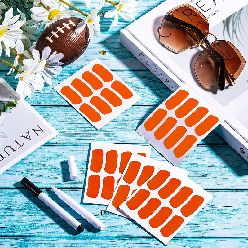 160 Pieces Sports Eye Black Stickers for Kids Football Eye Black Lettering Softball Baseball Face Stickers Lacrosse Fans Eye Strips with 2 Pencils for Party Game Sport Supplies (Orange) Orange - BeesActive Australia