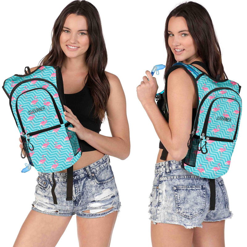 Sojourner Rave Hydration Pack Backpack - 2L Water Bladder Included for Festivals, Raves, Hiking, Biking, Climbing, Running and More Flamingo - BeesActive Australia