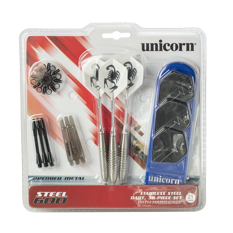 [AUSTRALIA] - Unicorn, Recreational Steel 600 Dart Set with Tips, Barrels, Shafts, Flights, and Flight Protectors 
